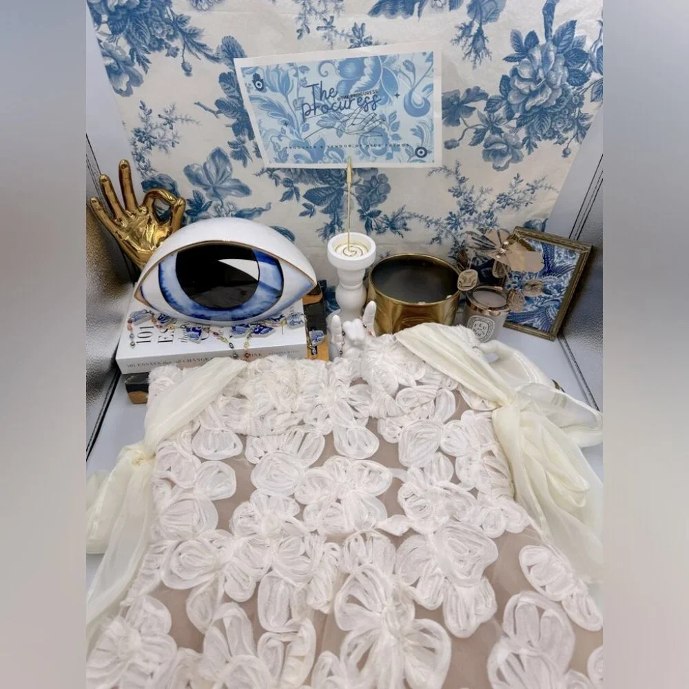 🆕 BRONX & BANCO 🧿 NWOT Sabrina White Bridal Midi Dress, Sz M / US 6 - Picture 2 of 15